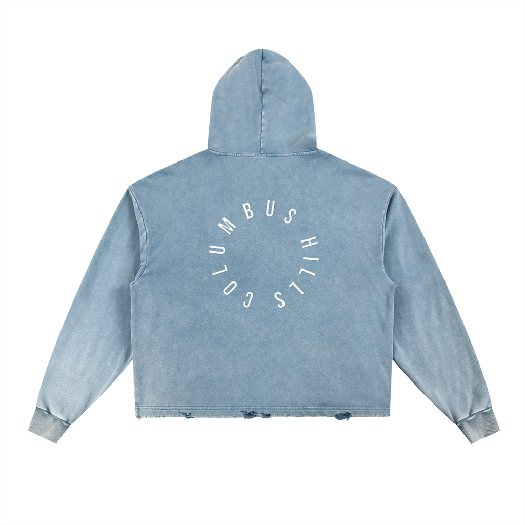 Too fly Vintage Washed Frayed-Hem Hoodie