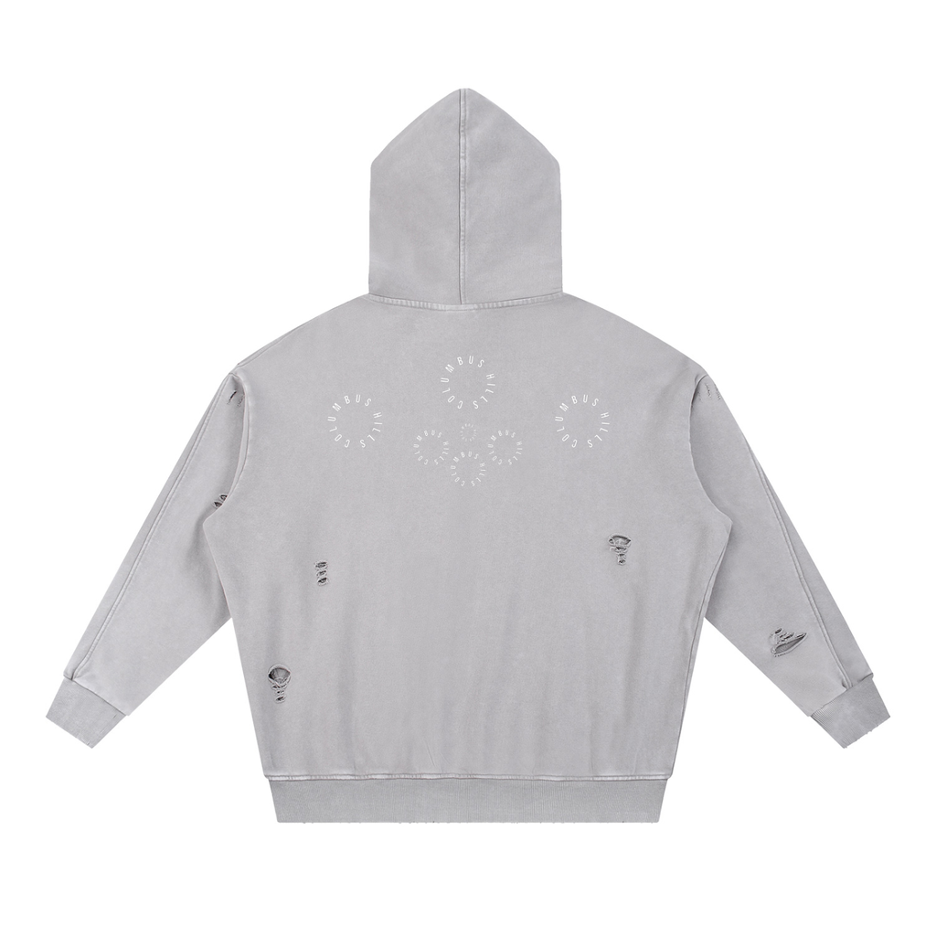Sunfade Work Snow Washed Distressed Panel Pocket Hoodie