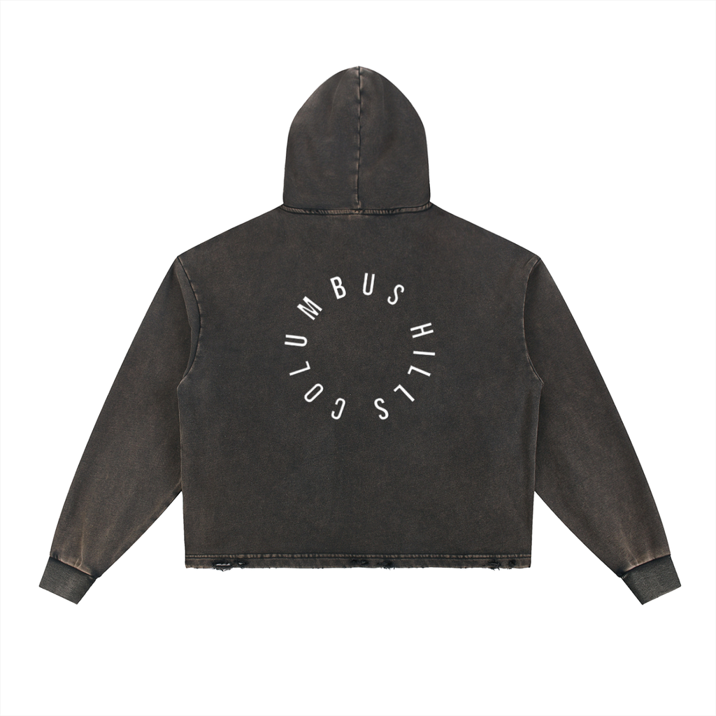 Too fly Vintage Washed Frayed-Hem Hoodie